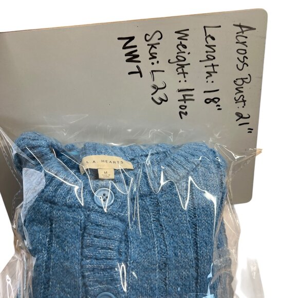 L.A. Hearts Ribbed Button-Up Cardigan Sweater Light Blue Size Medium NWT - Picture 11 of 11
